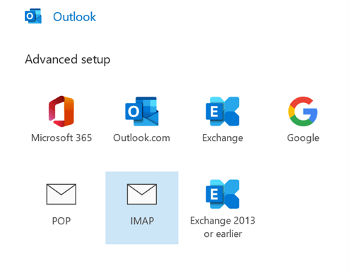 Outlook Email Selection screen