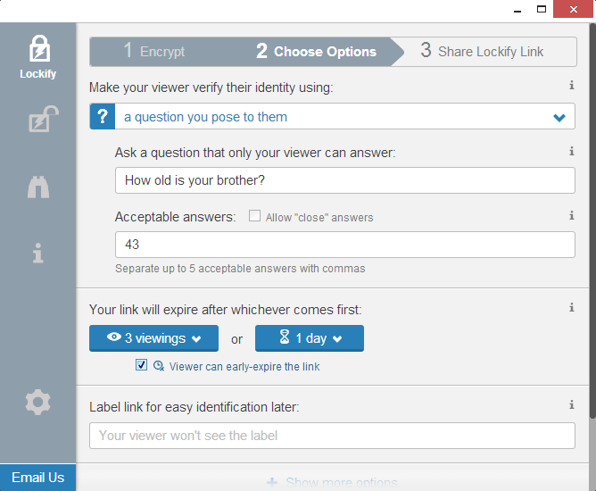 Lockify Set Options